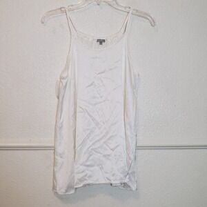 PJ Harlow Anne Camisole Women's Size M White Satin Faille Rayon Blend Made in